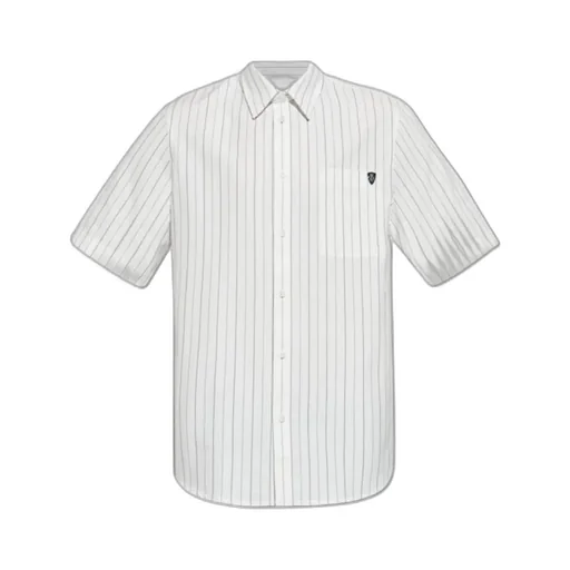 Logo Embroidered Short Sleeved Striped Shirt