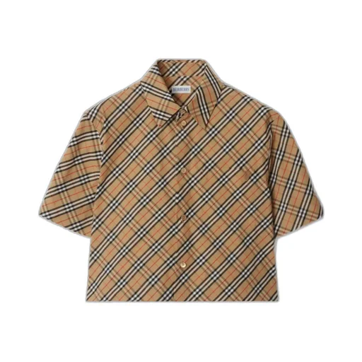 Checked Cropped Short Sleeved Shirt