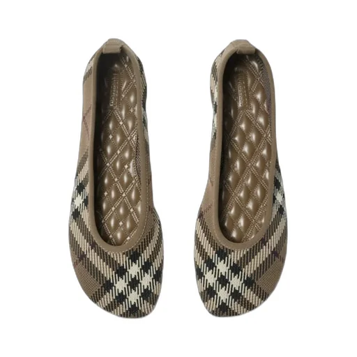 Check Pattern Slip-On Flat Shoes