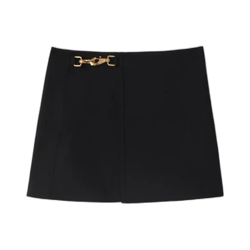 Buckle Detailed Asymmetric Mini Skirt