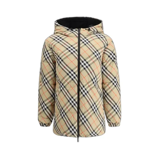 Checked Hooded Reversible Down Jacket
