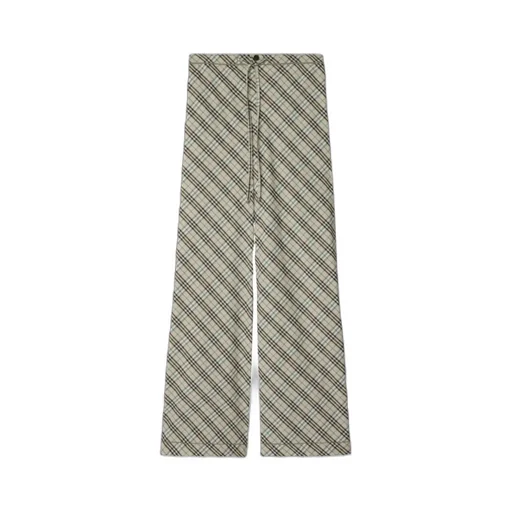 Checked Wide-Leg Drawstring Trousers