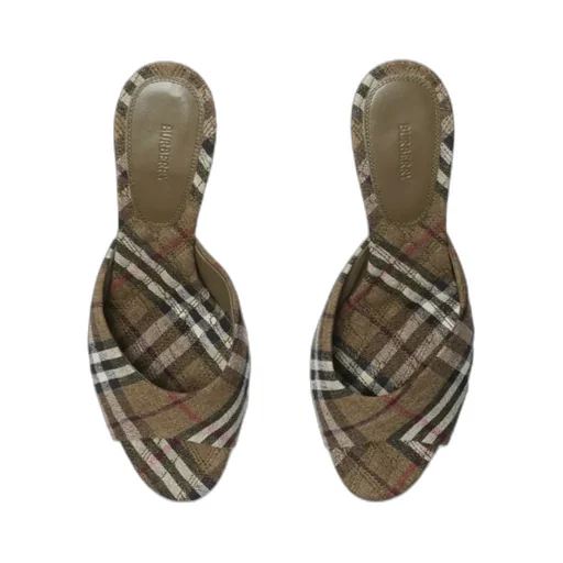 Checked Slip-On Mules