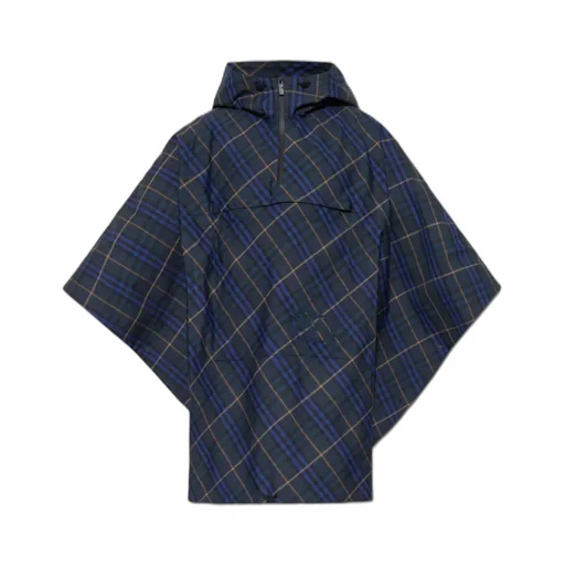 Ekd Motif Check Pattern Hooded Poncho