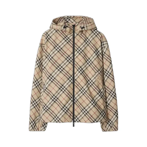 Checked Hooded Zip-Up Jacket