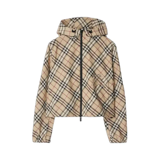 Checked Hooded Zip-Up Jacket