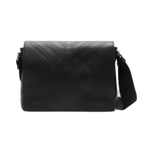 Checked Foldover-Top Messenger Bag