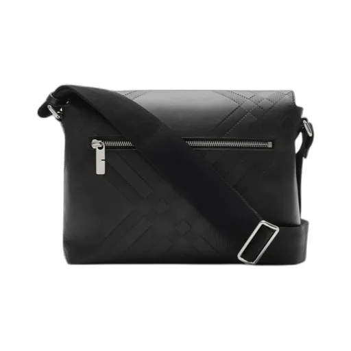 Checked Foldover-Top Messenger Bag