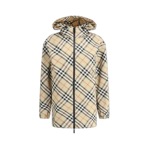 Check Printed Zipped Hooded Jacket