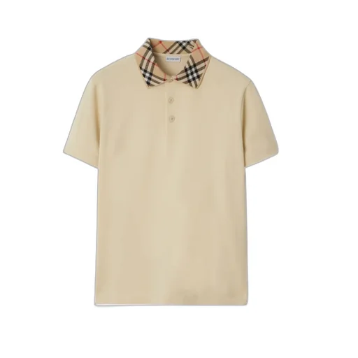 Check Collar Short Sleeved Polo Shirt