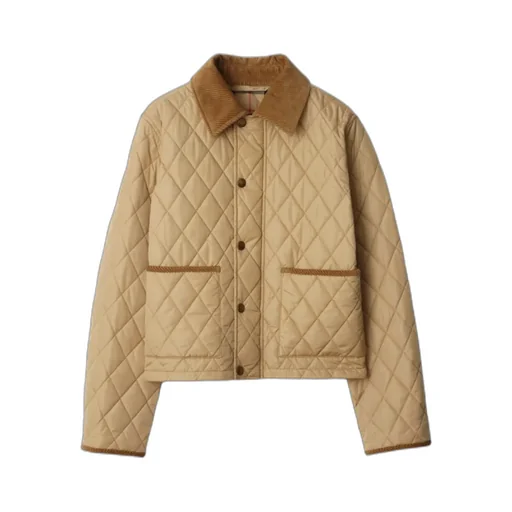 Collared Quilted Button-Up Jacket
