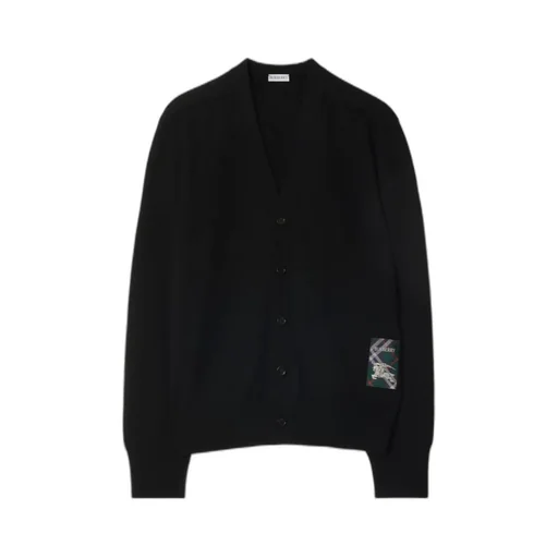 Logo Patch V-Neck Knitted Cardigan