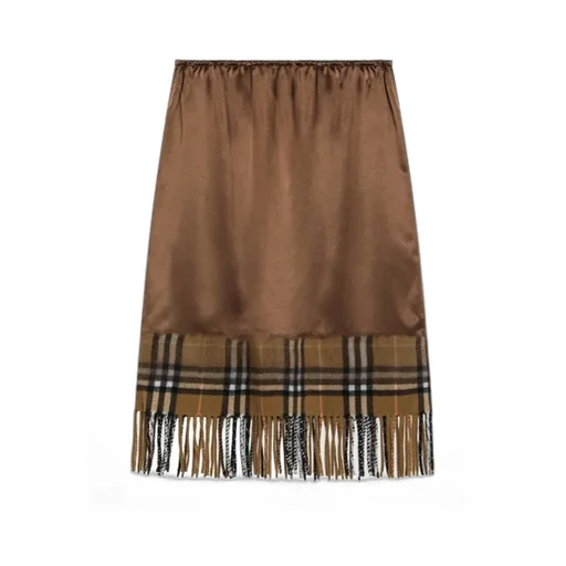Checked Fringed Edge Skirt