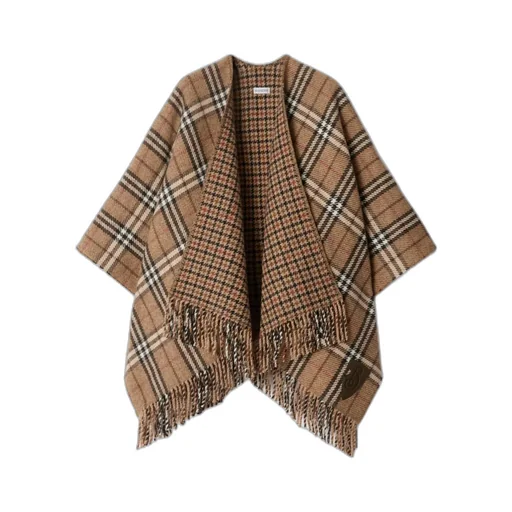 Checked Reversible Fringed Cape