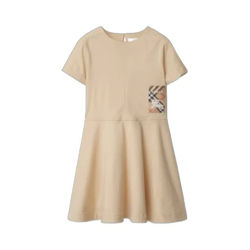 Check Label Crewneck Flared Dress