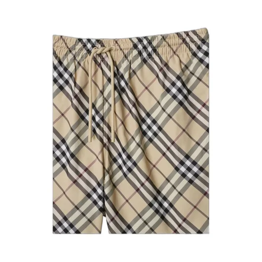 Elasticated Waistband Checked Swim Shorts