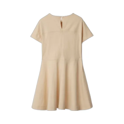 Check Label Crewneck Flared Dress