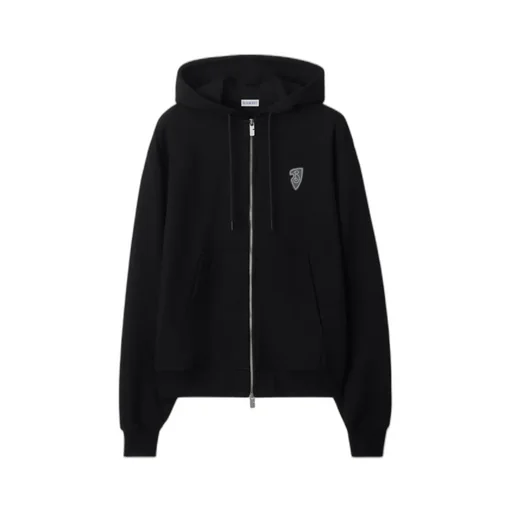 Ekd Motif Zip-Up Drawstring Hoodie