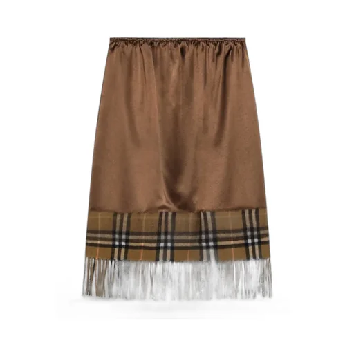 Checked Fringed Edge Skirt
