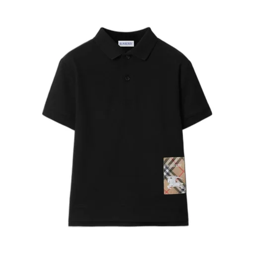 Checked Logo Patch Polo Shirt