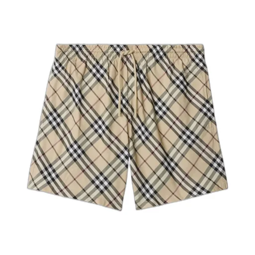 Elasticated Waistband Checked Swim Shorts