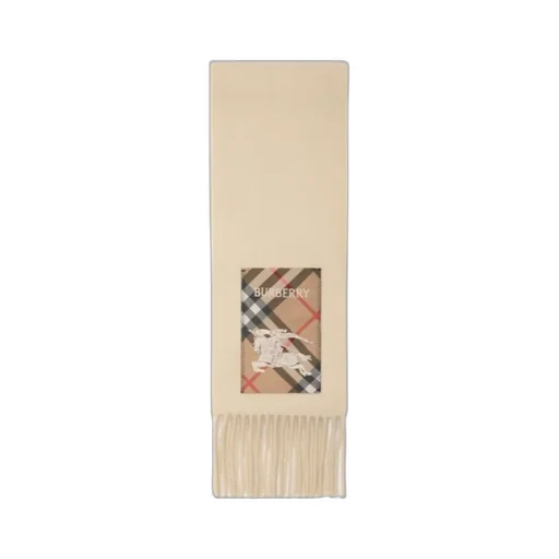 Check Label Fringed-Edge Scarf