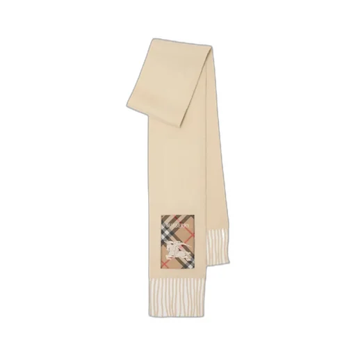 Check Label Fringed-Edge Scarf