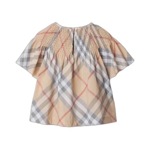 Checked Smocked Panel Top