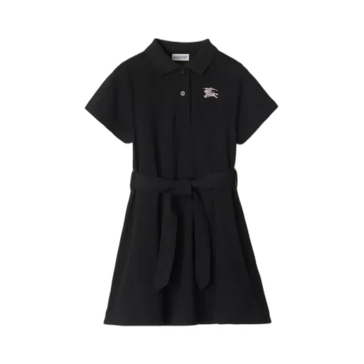Logo Embroidered Belted Waist Polo Dress