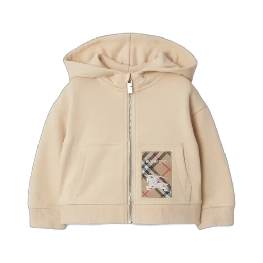 Check Label Zip-Up Hoodie
