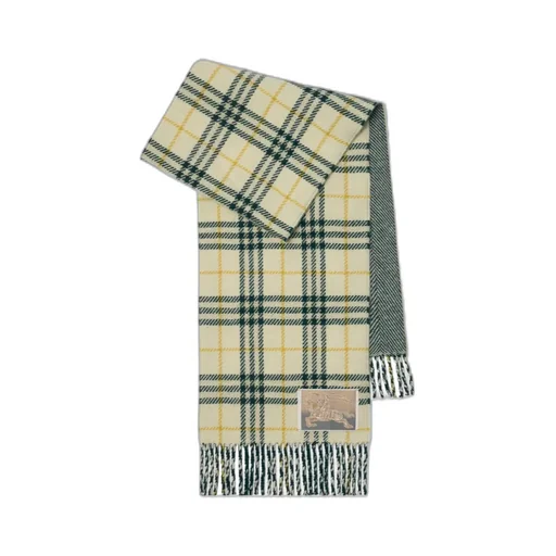 Checkered Logo Patch Fringed Scarf