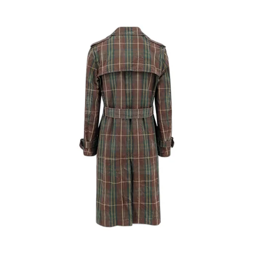 Checkered Belted Trench Coat