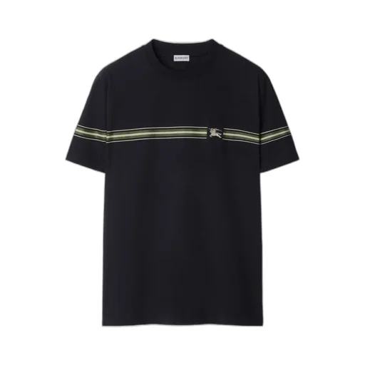 Logo Embroidered Striped Crewneck T-Shirt
