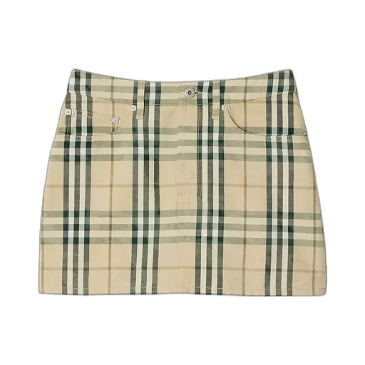 Checked Denim Mini Skirt