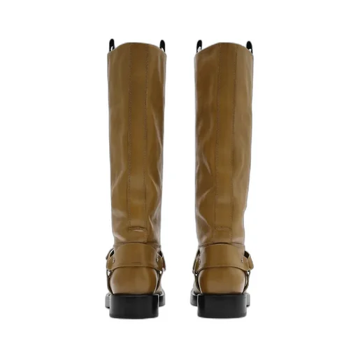 Leather Saddle High Boots