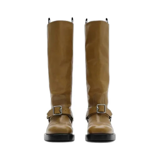 Leather Saddle High Boots