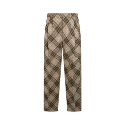 Straight-Leg Checkered Tailored Trousers