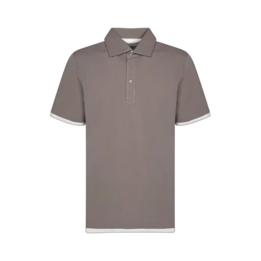Faux-Layering Piqué Shirt-Style Collar Polo Shirt