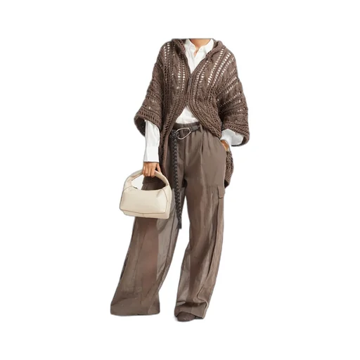 Zip-Up Hooded Knitted Cardigan