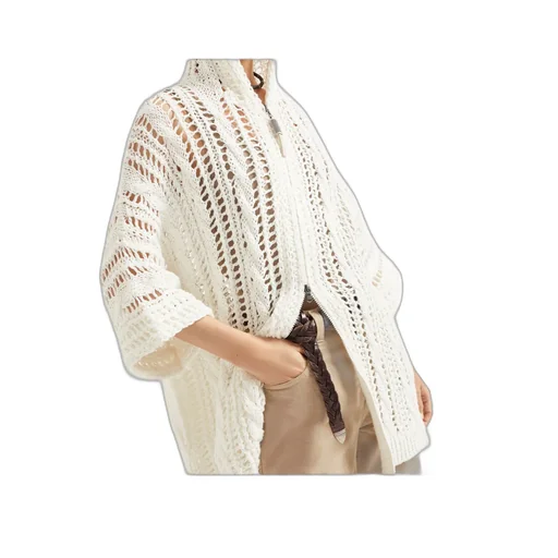 Zip-Up Hooded Knitted Cardigan