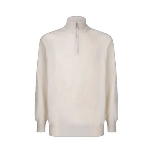 Funnel-Neck Knitted Polo Shirt