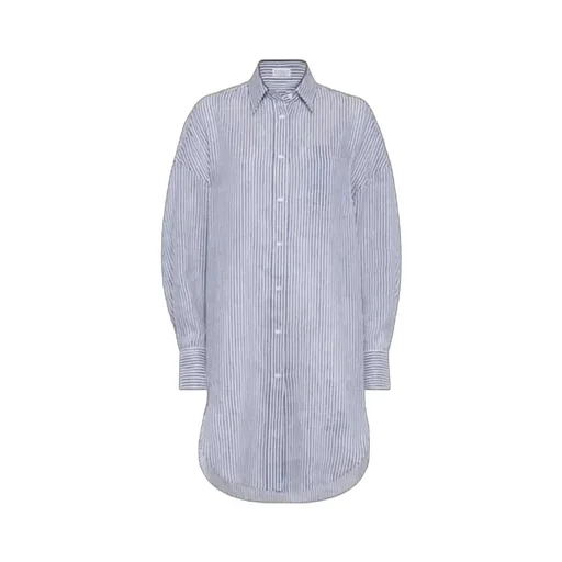 Monili-Trim Striped Long Shirt