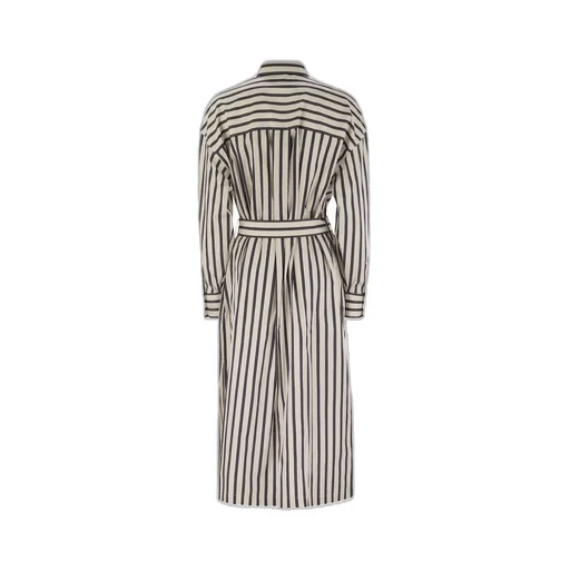 Floral-Embroidered Belted Shirt Dress