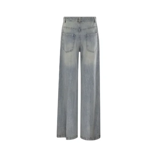 Embellished Soft Denim Low Slung Trousers