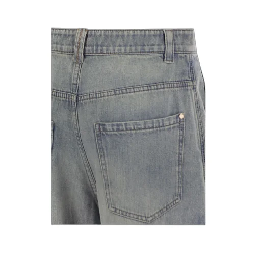 Embellished Soft Denim Low Slung Trousers