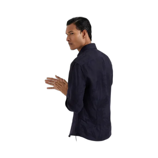 Patterned-Jacquard Long-Sleeve Shirt