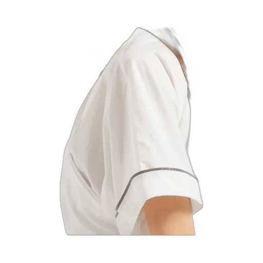 Shiny Trim Poplin Kimono-Style Top