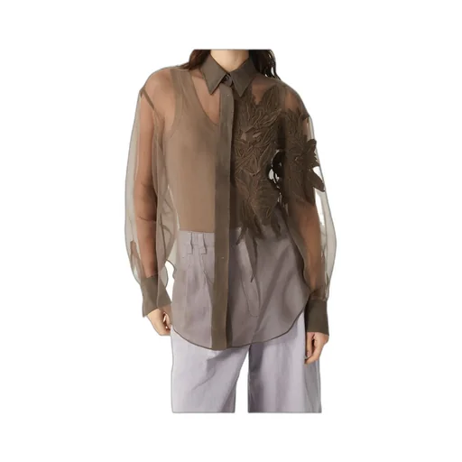 Herbarium Appliqué Crispy Satin Shirt