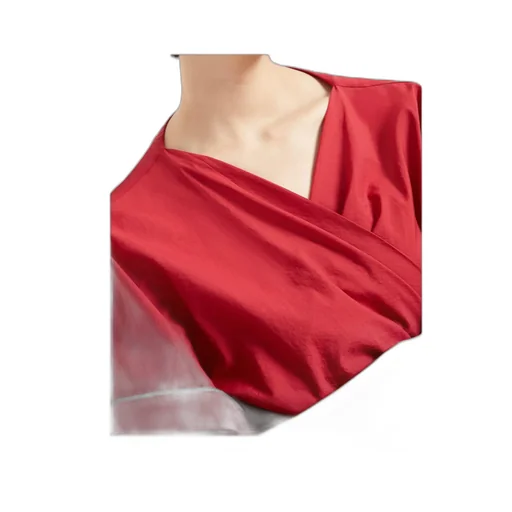 Shiny Trim Poplin Kimono-Style Top