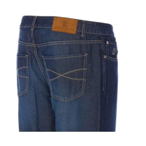 Logo Patch Turn-Up Hem Jeans